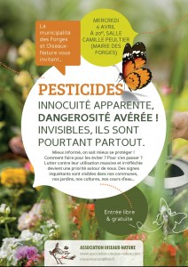 Affiche soirée pesticide du 06-04-2016 - Ois Nat-Mairie des Forges
