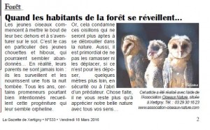 Quand les habitants de la forêt se réveillent Gazette Xertigny n°533 du 18 Mars 2014