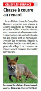 Chasse à courre au renard - Vosges Matin dimanche 12 Mars 2017