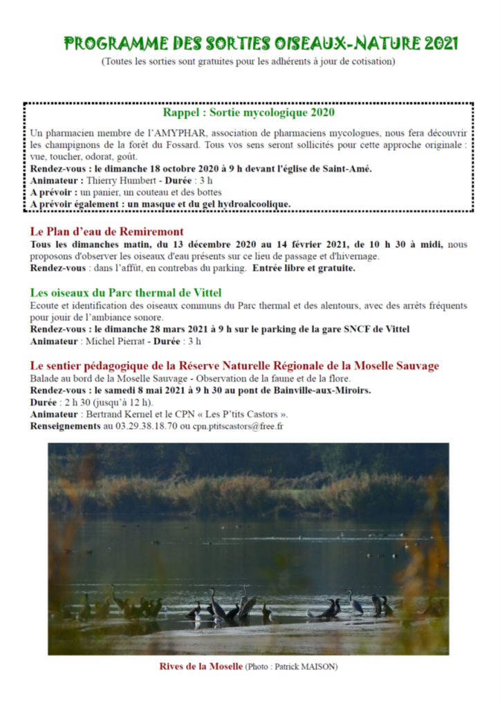 Programme des sorties Oiseaux Nature 2020-2021-1