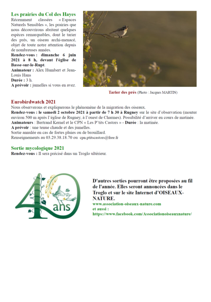 Programme des sorties Oiseaux Nature 2020-2021-3