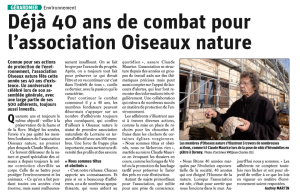 Déjà 40 ans de combat pour l'association Oiseaux Nature - Vosges Matin 04-10-2020