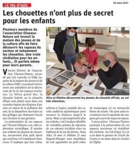 Le val d'Ajol-Les chouettes n'ont plus de secret pour les enfants - Vosges Matin 29-03-2021