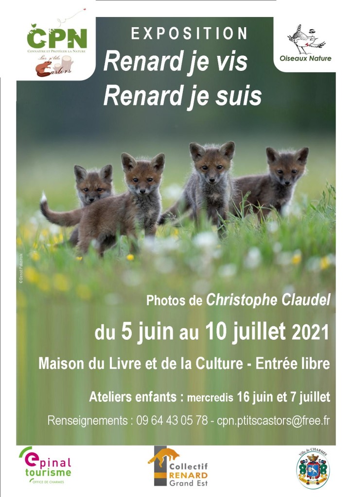 affiche exposition renard juin 2021 CPN les p'tits castors Charmes