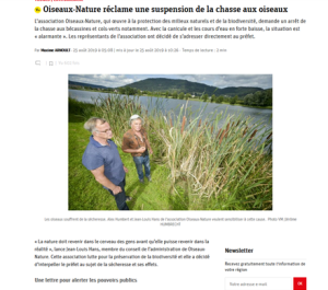 Oiseaux-Nature réclame une suspension de la chasse aux oiseaux - Vosges Matin 25 août 2019