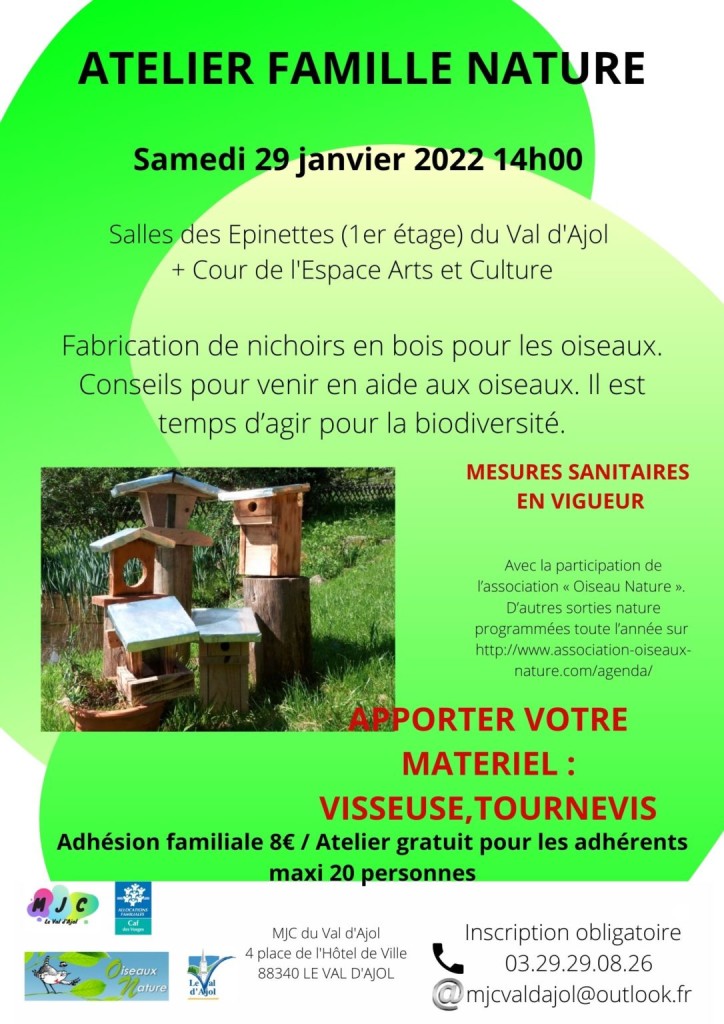 Atelier fabrication de Nichoirs MJC Val d'Ajol le 29-01-2021