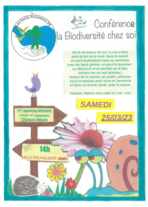 Affiche accueillir la biodiversité chez soi Jeuxey 25-03-2023
