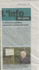 Amphibiens Il est grand temps de changer nos pratiques Vosges Matin 20-03-2023-1