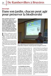 Jussarupt Dans son jardin chacun peut agir pour préserver la biodiversité - Vosges Matin 16-06-2023