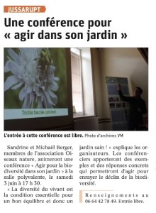 Jussarupt une conférence pour la biodiversité - Vosges matin le 03-06-2023