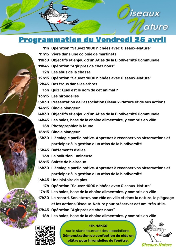 EBRA-Programme Oiseaux Nature Vendredi 25 avril 2025