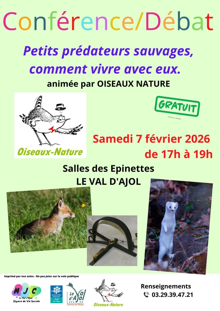 Conférence animée par Oiseaux-Nature le 07/03 à Epinal